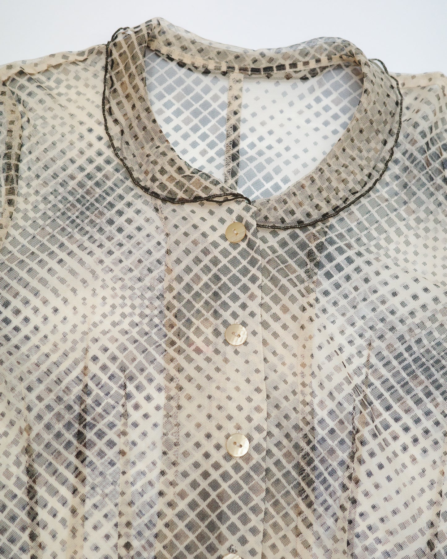 Mesh Checked Blouse