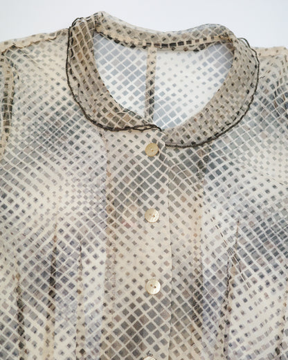 Mesh Checked Blouse