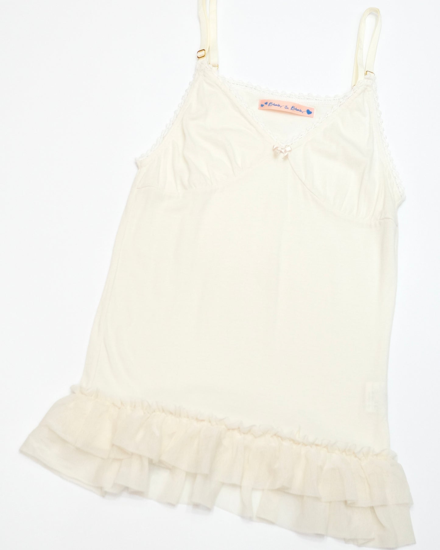 Cream Ruffle Hem Cami