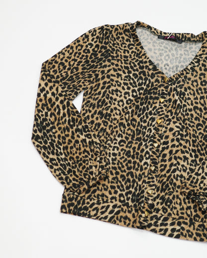 Leopard Print Outer w/ Heart Buttons