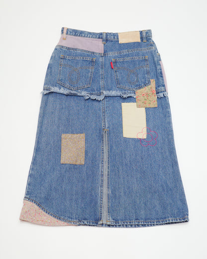 Patchwork Denim Skirt