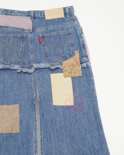 Patchwork Denim Skirt