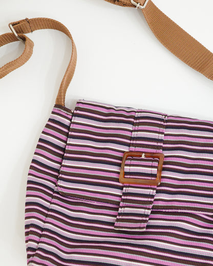 Purple Striped Crossbody Bag