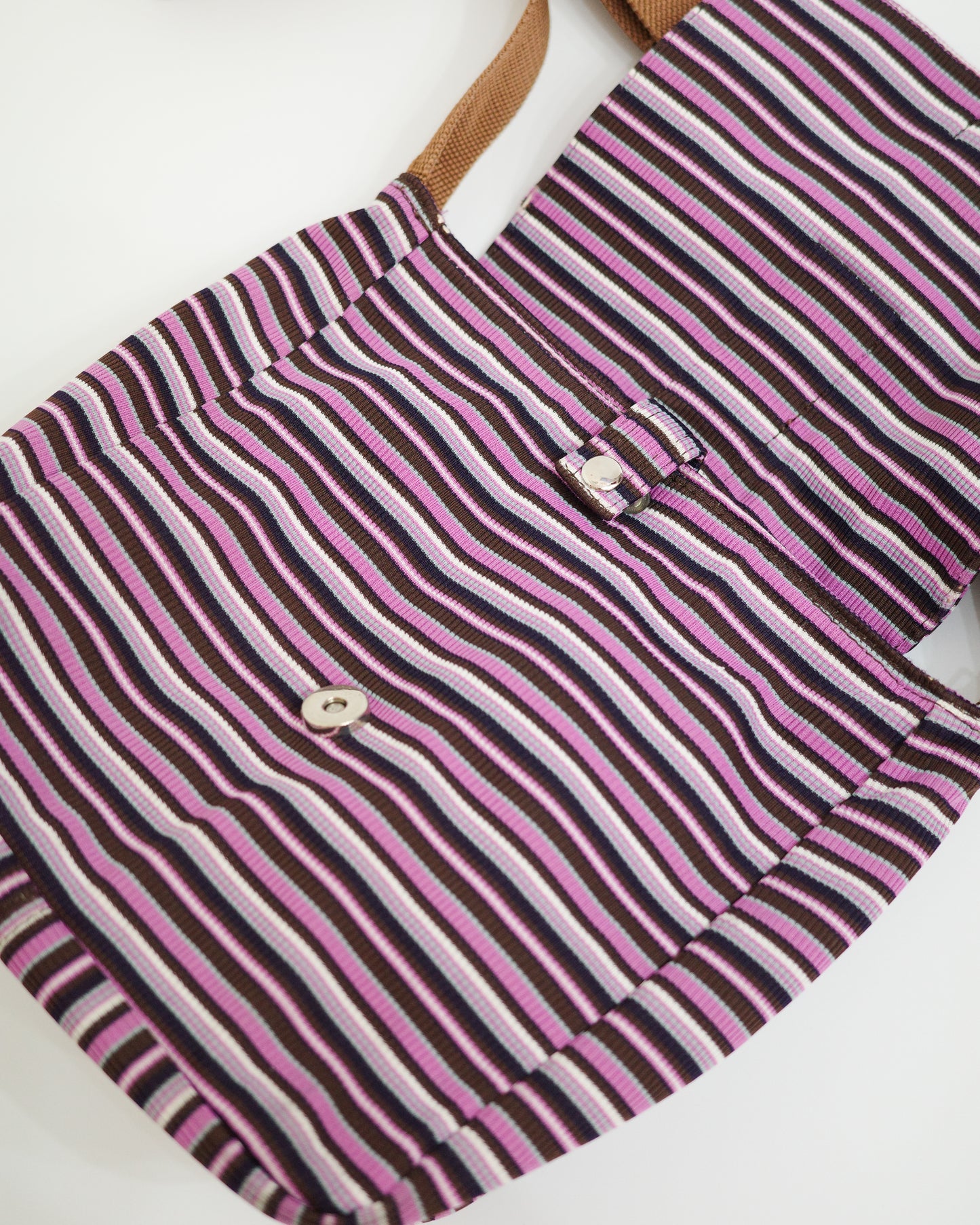 Purple Striped Crossbody Bag