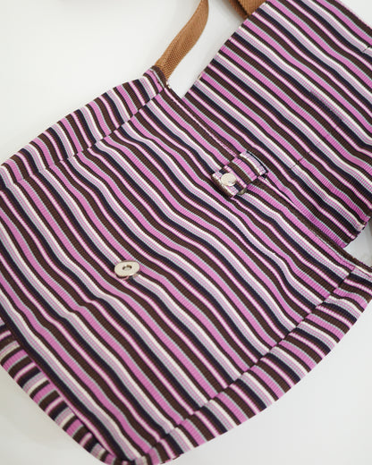 Purple Striped Crossbody Bag