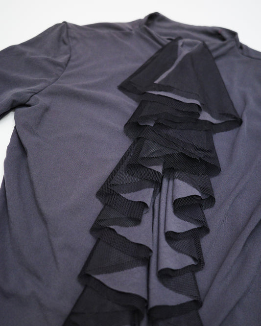 Grey Gothic Ruffle Blouse