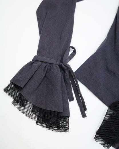 Grey Gothic Ruffle Blouse