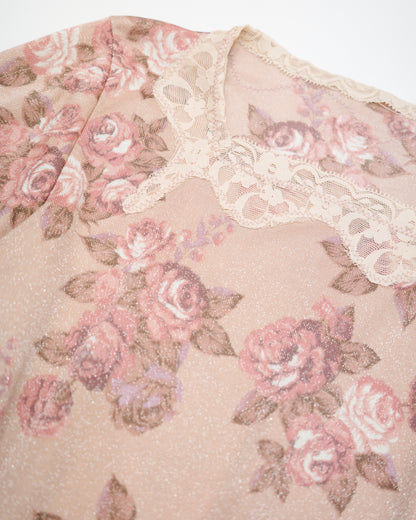 Dusty Rose Lace Trim Top
