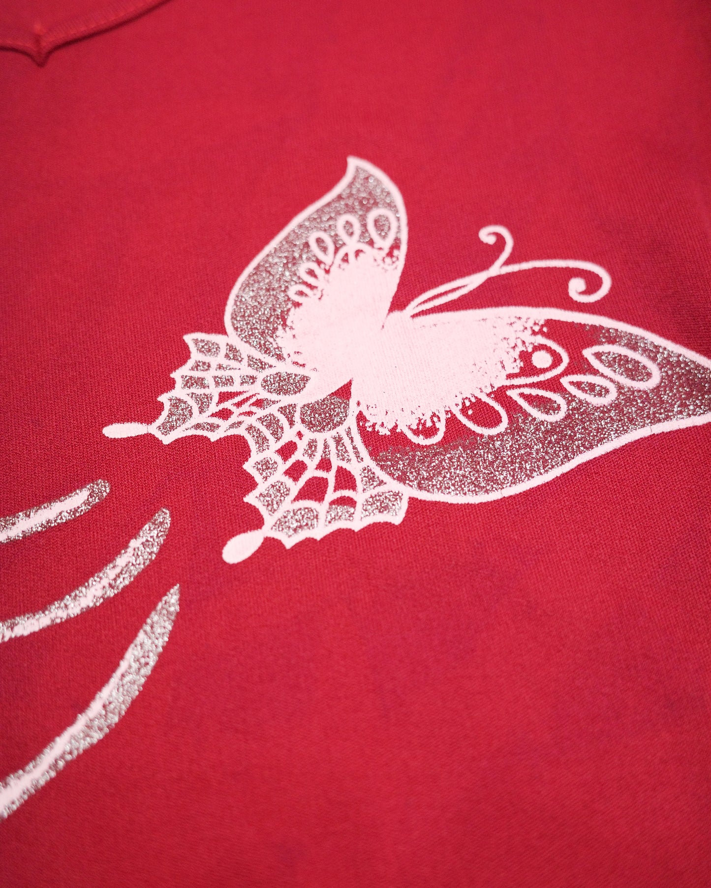 Crimson Butterfly V-Neck Top