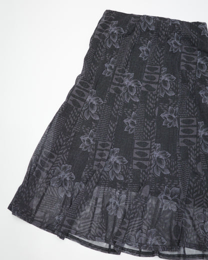 Black Floral Midi Skirt