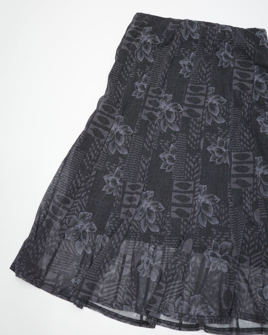 Black Floral Midi Skirt
