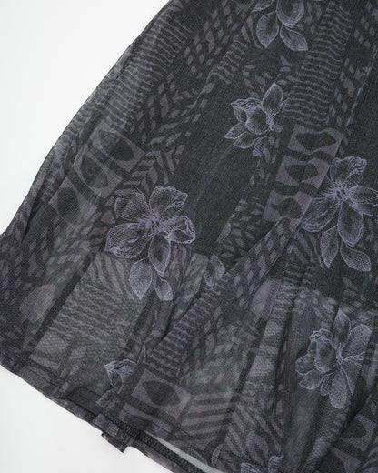 Black Floral Midi Skirt