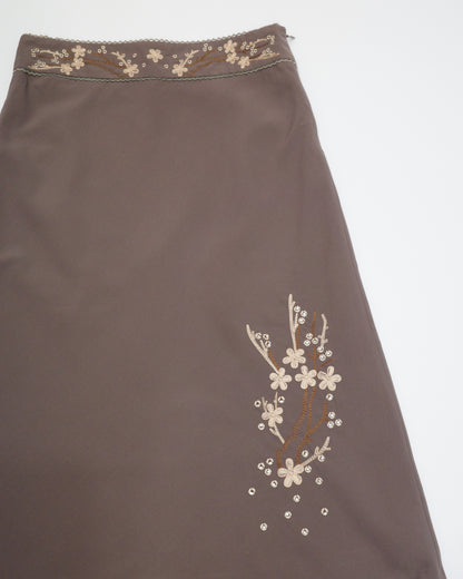 Brown Embrodiery Skirt