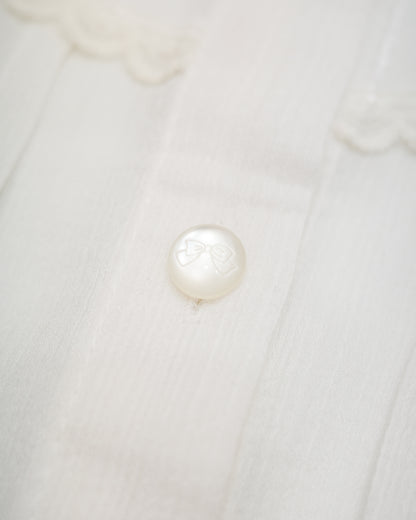 White Lace Shirt w/ Ribbon Buttons