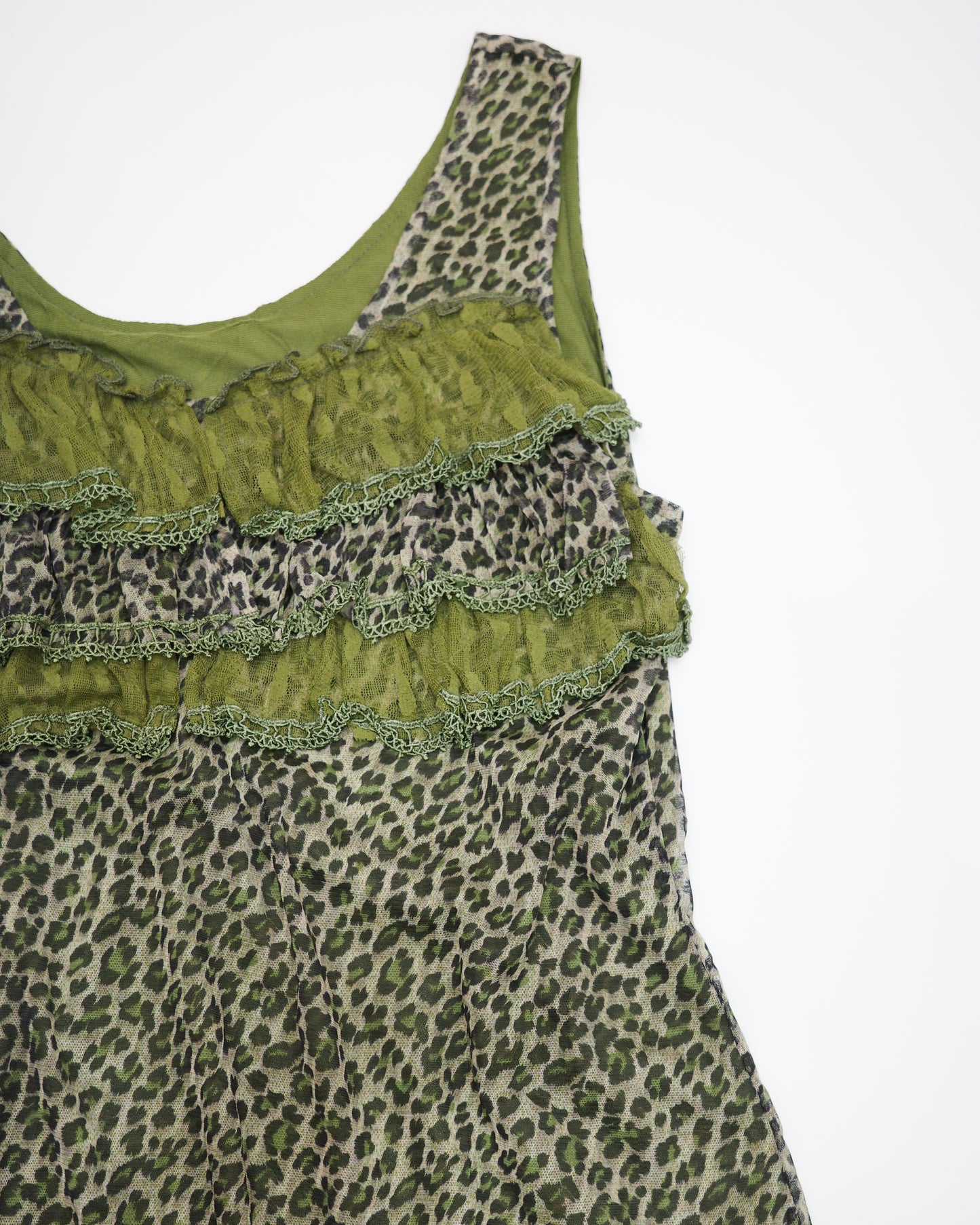 Dark Green Leopard Lace Dress