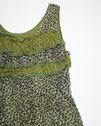 Dark Green Leopard Lace Dress