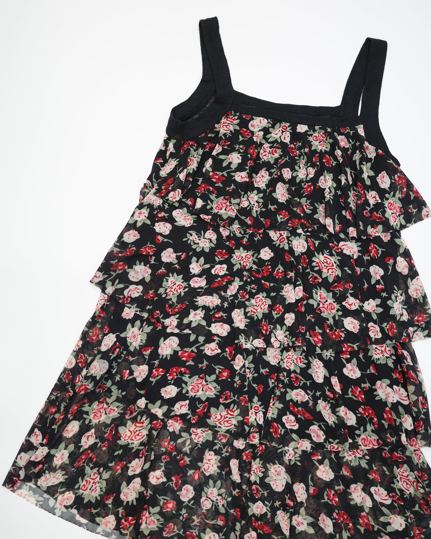 Black Floral Tiered Cami