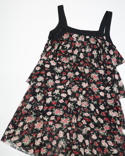 Black Floral Tiered Cami