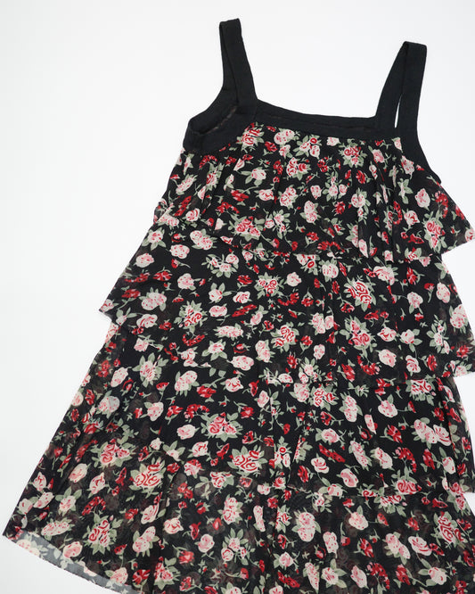 Black Floral Tiered Cami