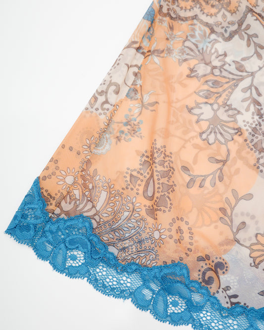 Blue Lace Trim Animal Print Cami