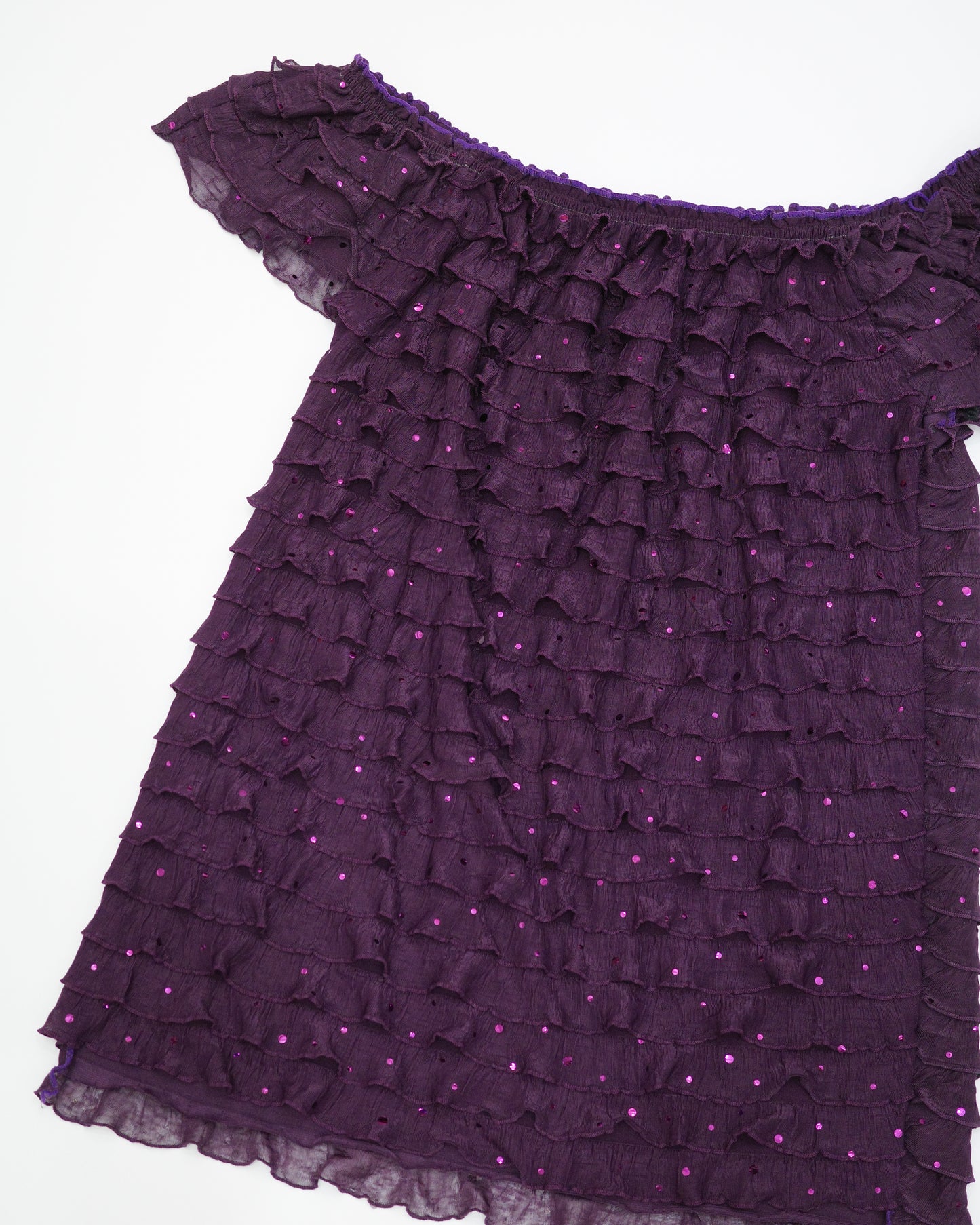 Purple Sequins Tiered Top