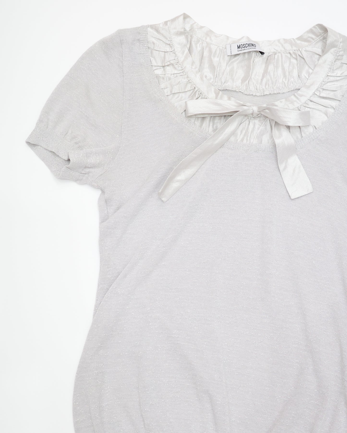 Moschino Cheap and Chic Silver Ribbon Knit Top