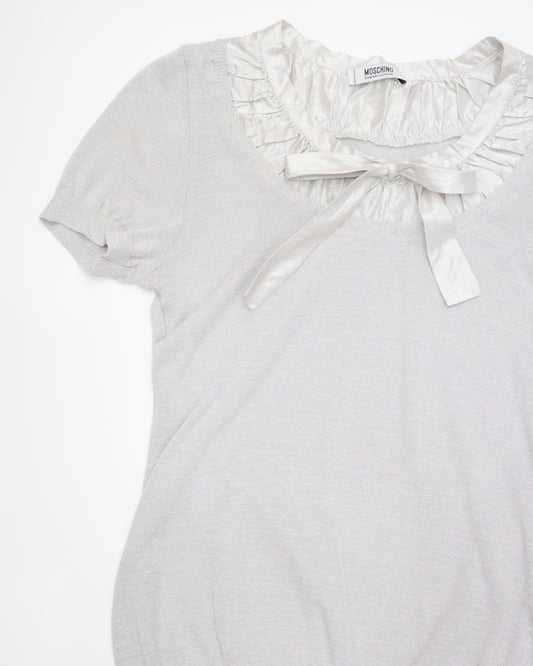 Moschino Cheap and Chic Silver Ribbon Knit Top