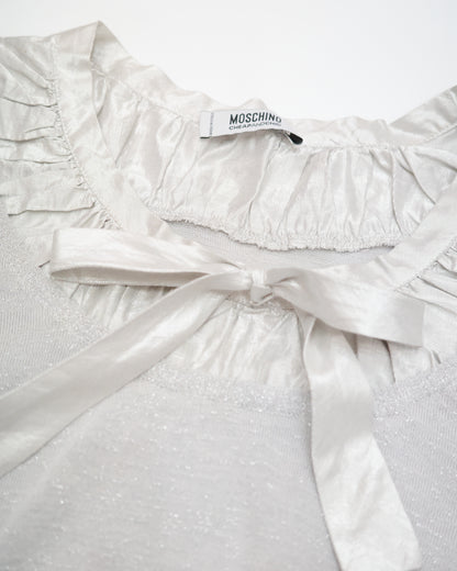 Moschino Cheap and Chic Silver Ribbon Knit Top