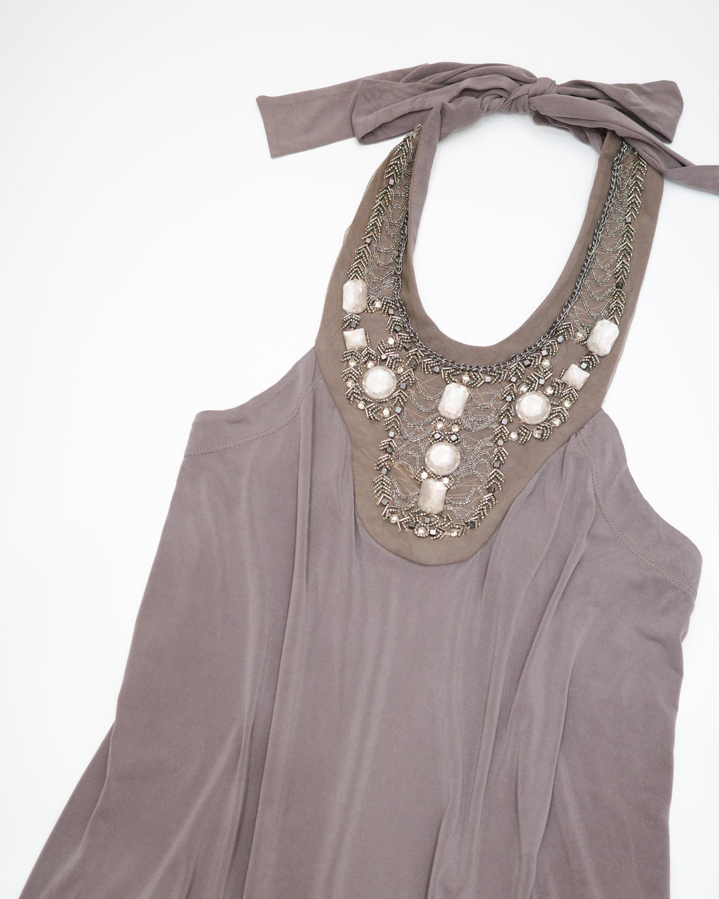 Mauve Beaded Halter Top