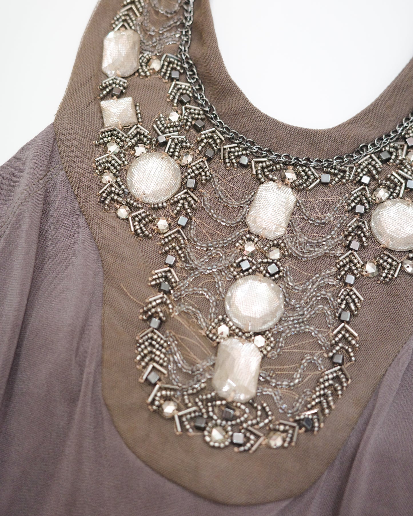 Mauve Beaded Halter Top