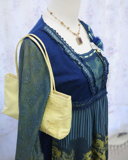 Teal & Navy Floral Lace Babydoll Blouse