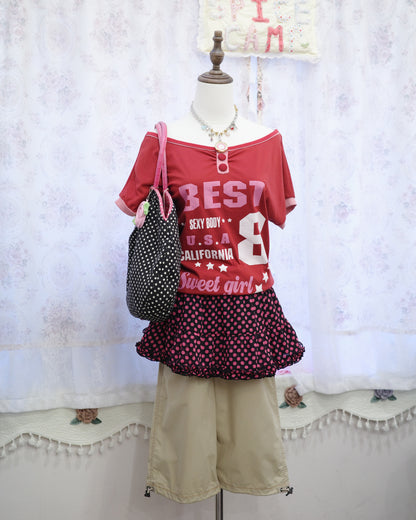 Hot Pink Polka-Dot Mini Skirt