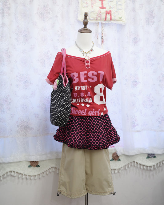 Hot Pink Polka-Dot Mini Skirt