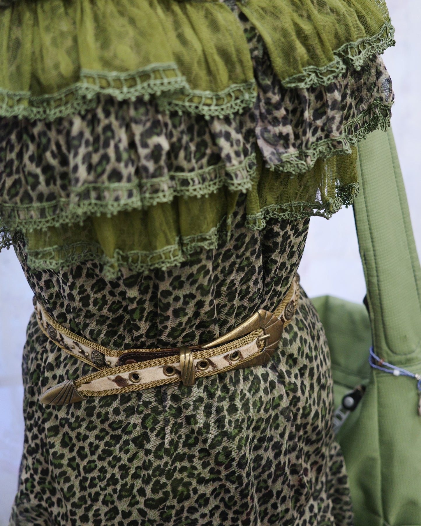Dark Green Leopard Lace Dress