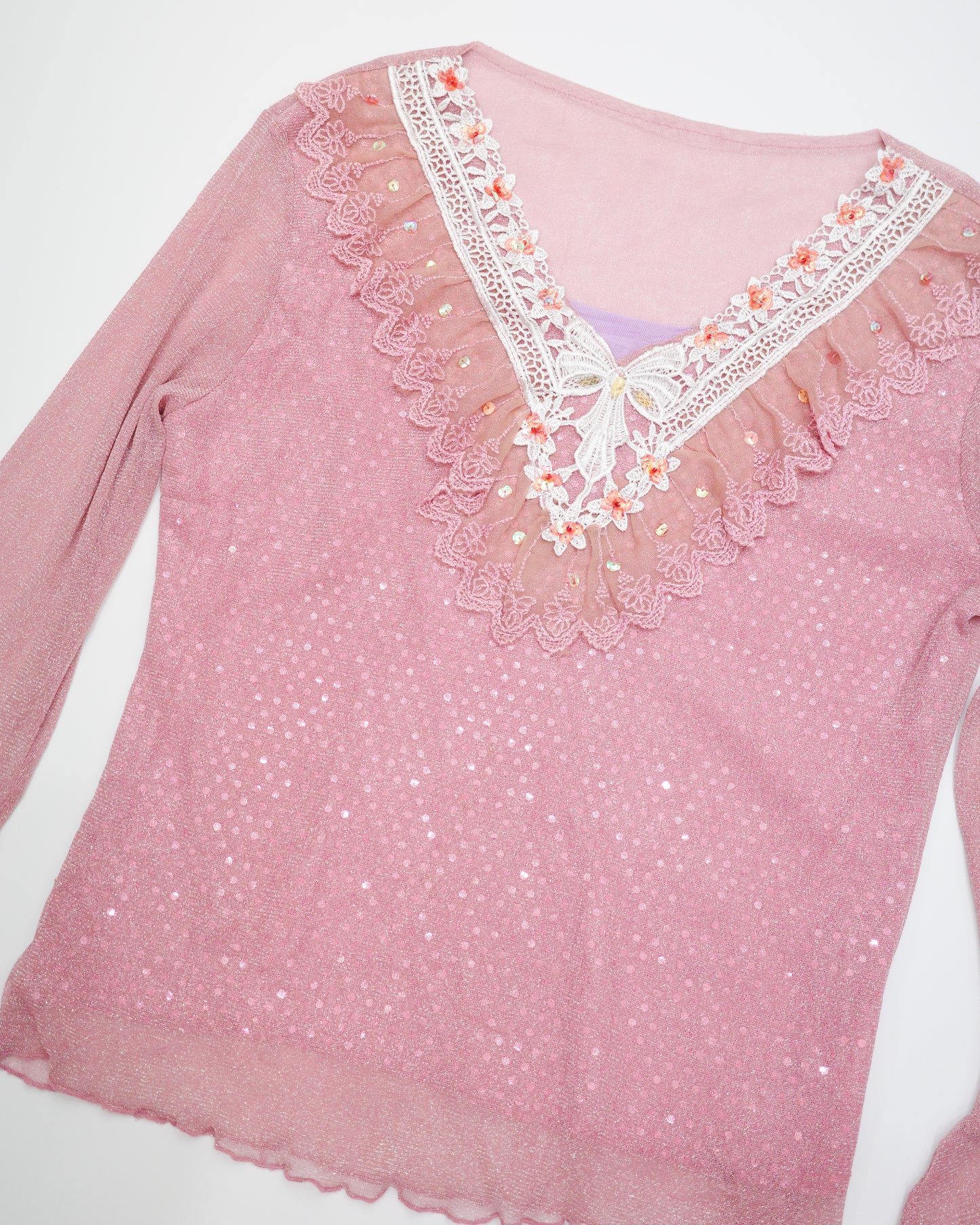 Romanticism Sparkly Pimk Top