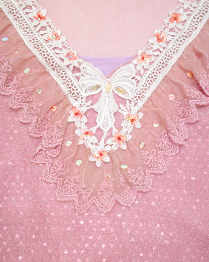 Romanticism Sparkly Pimk Top