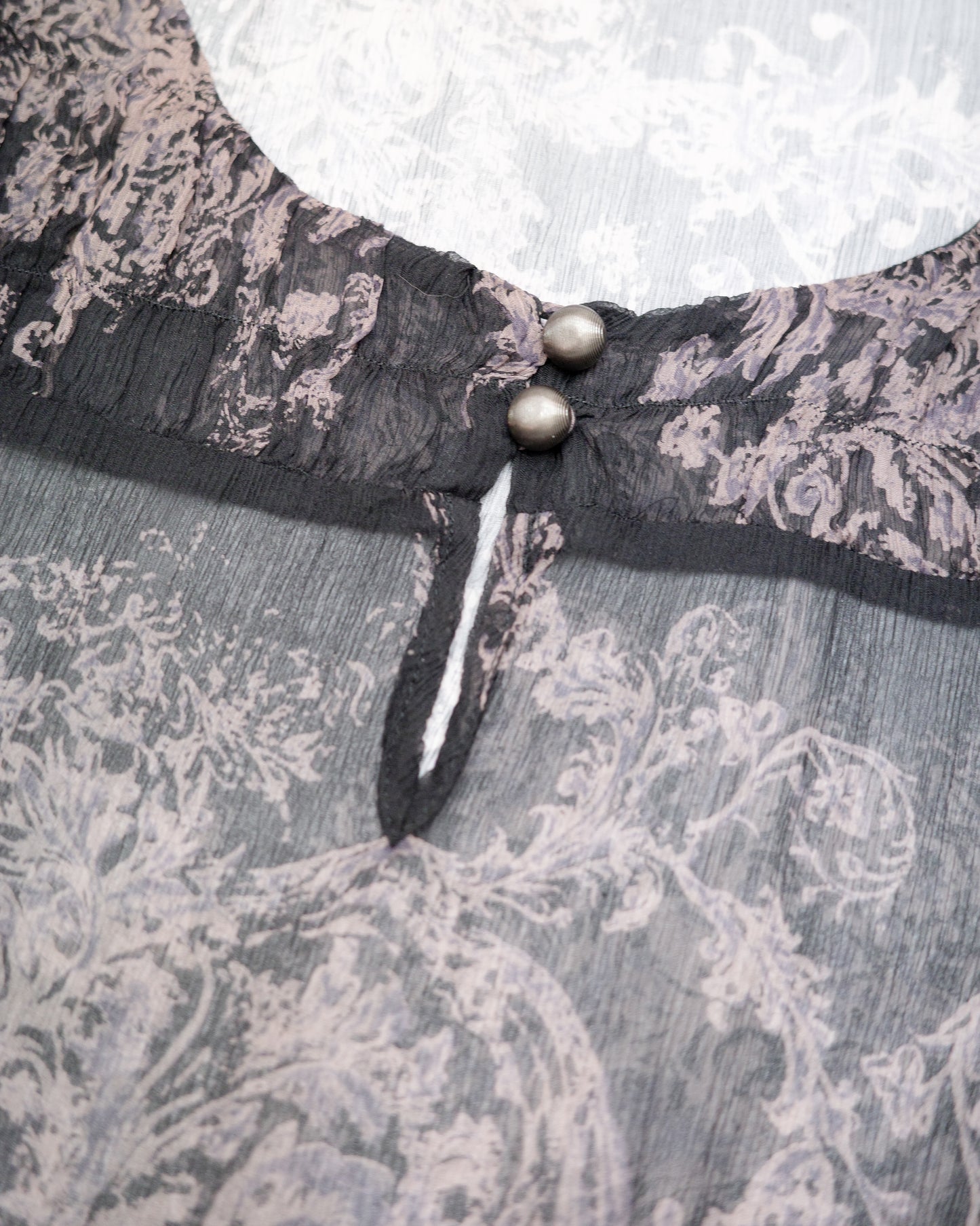 Damask Print Sheer Top