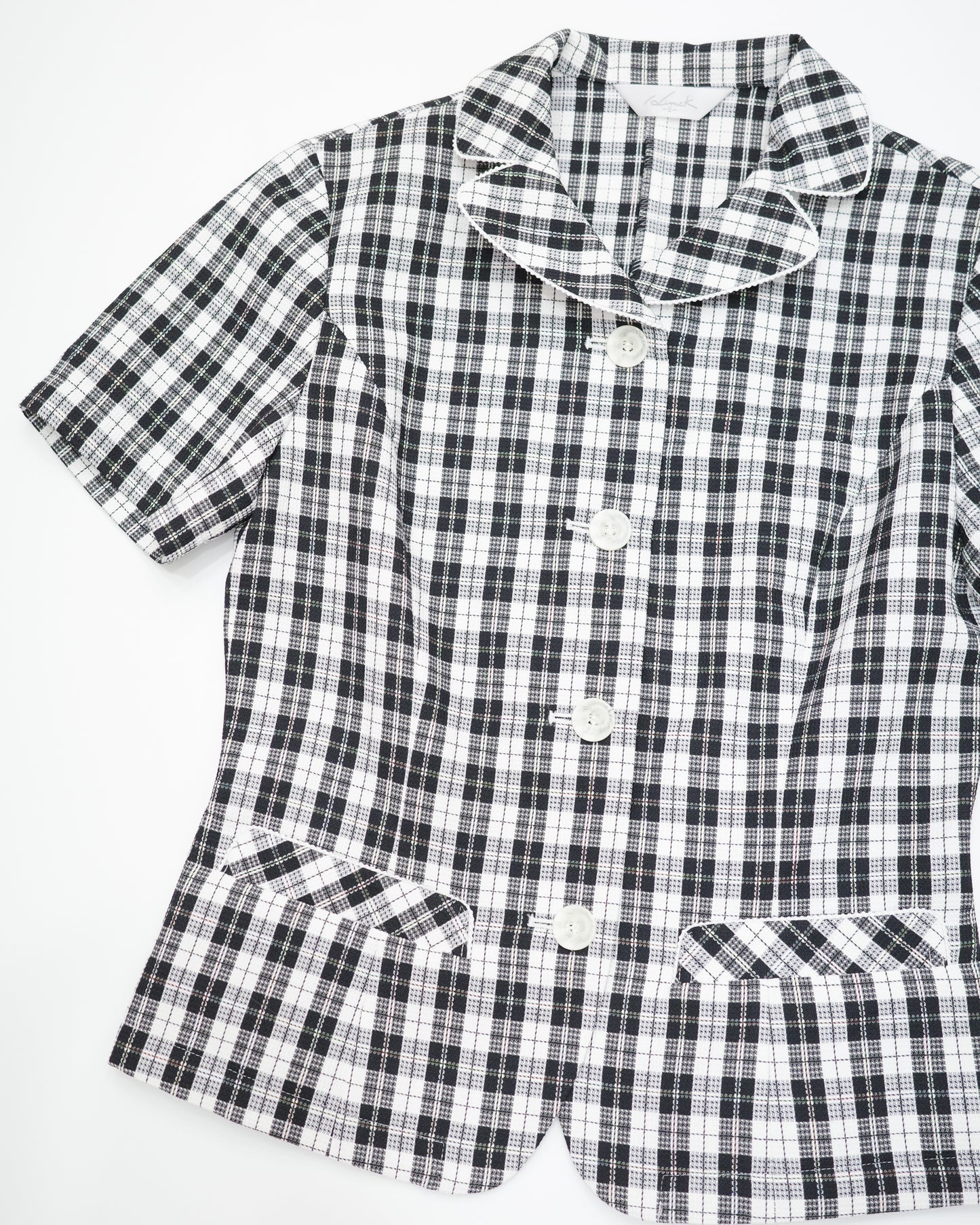 B&W Checked Short-Sleeve Blazer