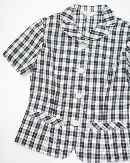 B&W Checked Short-Sleeve Blazer