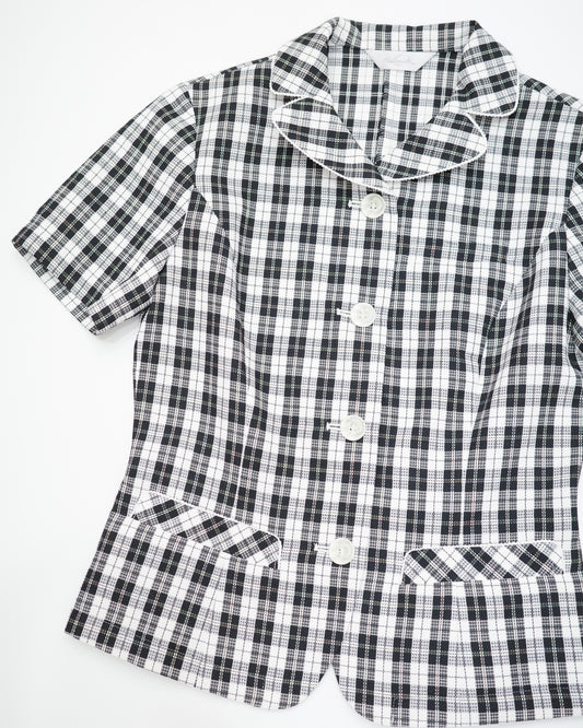 B&W Checked Short-Sleeve Blazer