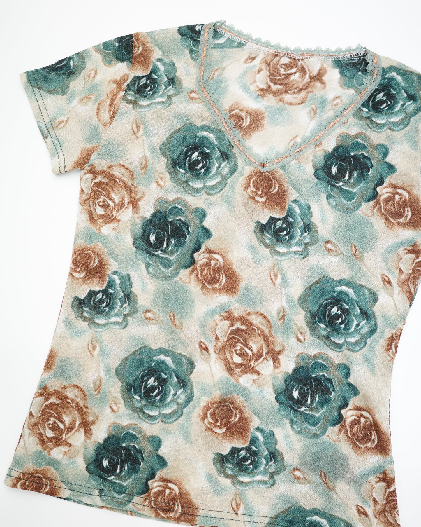 Green Shimmery Floral Tee