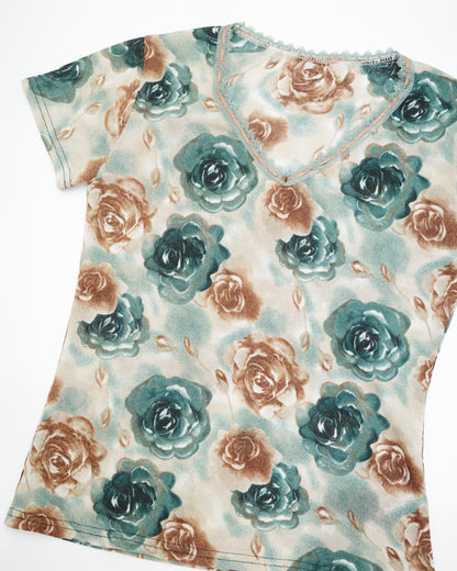 Green Shimmery Floral Tee