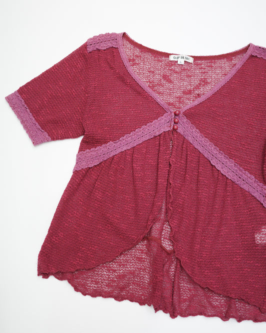Burgundy Top w/ Purple Lace Trim