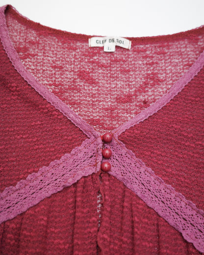 Burgundy Top w/ Purple Lace Trim