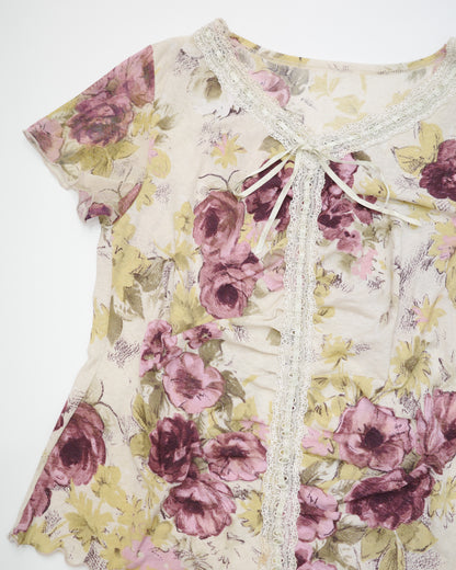 Floral Lace Trim Tee