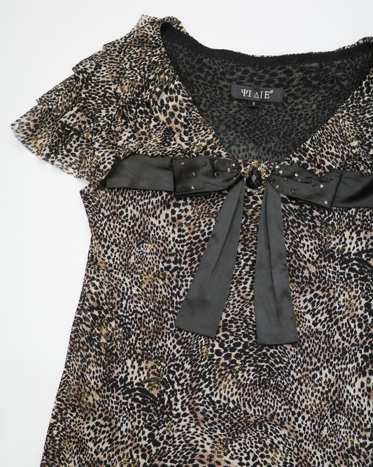 Leopard Bow Top