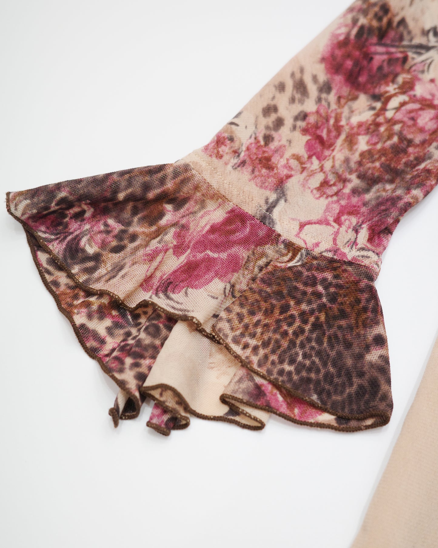 Mixed Floral & Leopard Mesh Blouse