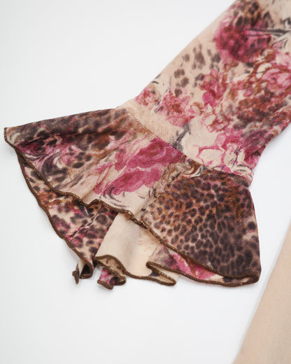 Mixed Floral & Leopard Mesh Blouse