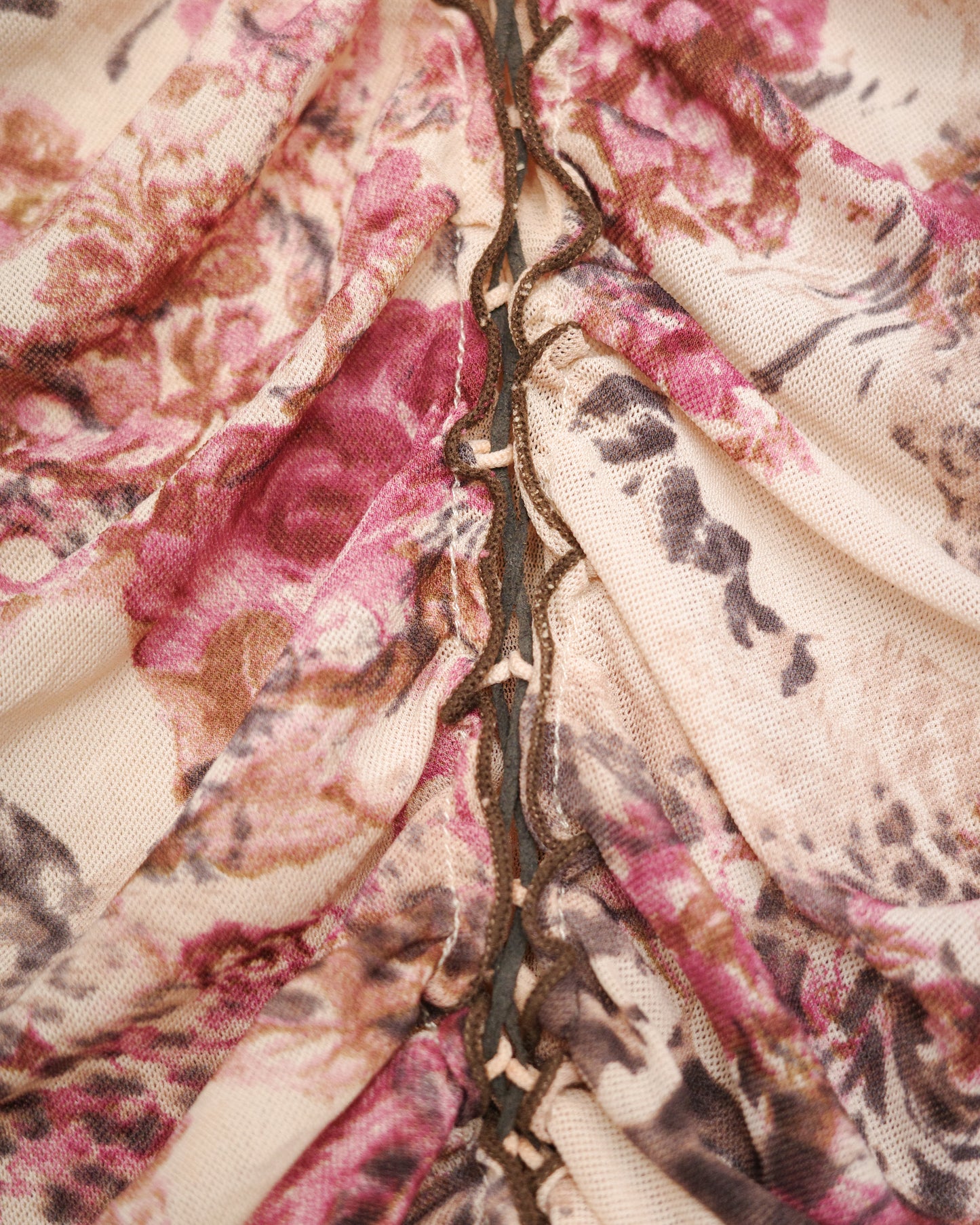 Mixed Floral & Leopard Mesh Blouse
