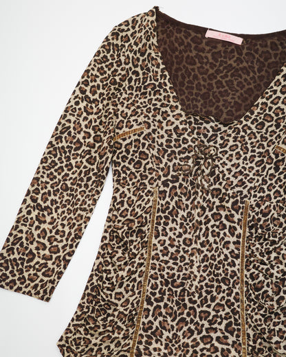 Leopard Cinch-waist Blouse